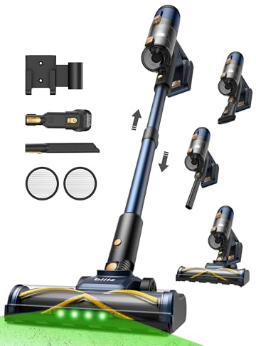 Vexilar V12 Cordless Vacuum Cleaner, 50KPa/450W/50Mins, Lightweight Cordless Vacuum with Anti-Tangle, LED Touchscreen, GreenEye Tech, Detachable Battery, Stick Vacuum for Hardfloor Carpet and Pet Hair