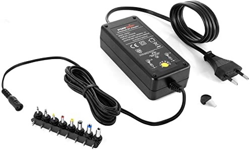 Poppstar Universal Netzteil (5V, 6V, 7.5V, 9V, 12V bei 3A) (13.5V u. 15V bei 2,4A) Schaltnetzteil mit 8 Adaptersteckern u. LED, Kabellänge 2,5m
