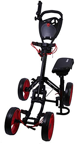 MACGREGOR Golf Deluxe VIP 4 Wheel Golf Trolley With Seat (Black/Red)