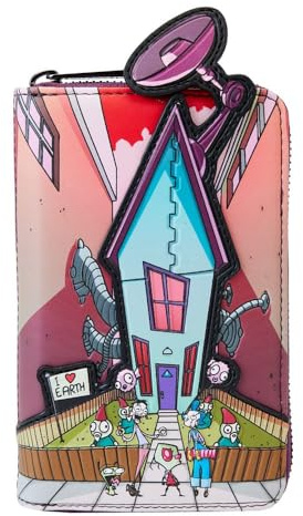 Loungefly Nickelodeon Invader Zim Secret Lair Faux Leather Zip Around Purse - Purple, One Size