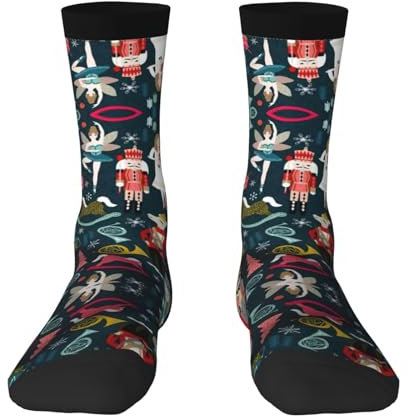 DURAGS Nussknacker-Socken für Damen, Weihnachten, Tanz, sportlich, wadenlang, atmungsaktiv, bequem und stilvoll, Freizeitsocken zum Laufen und für den täglichen Gebrauch, Damen Nussknacker Ballett