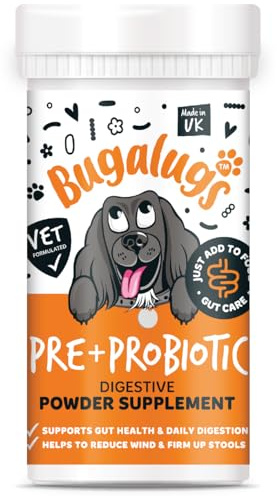 Bugalugs Probiotics For Dogs - Powder, Simple To Add To Food - Complete Daily Digestive Support With Probiotics & Prebiotics For Happy Healthy Dogs (80g)