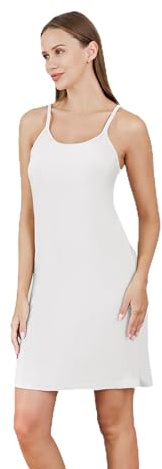 Channo Combinación Vestido Interior, Enaguas Vestido, Muy Suave y Cómodo - Blanco, L/XL