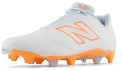 New Balance Men's BurnX4 Lacrosse Shoe, White/Hot Mango/Ice Blue, 11 M