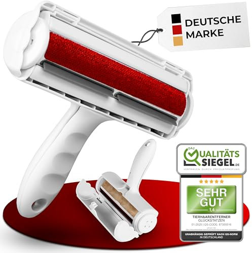 GLÜCKSTATZEN Brosse de Retrait des Poils pour Animaux de Compagnie – Parfaite pour éliminer Les Poils de Chien et de Chat sur canapé, lit, Tapis, Voiture et Arbre à Chat, Blanc.