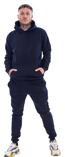 BRAND KRUZE Mens Hoodie Jumper Regular Fit Long Sleeve Pullover Tracksuit Set Hoody Sweatshirt and Joggers KZMS139 TRACKSUIT NAVY M