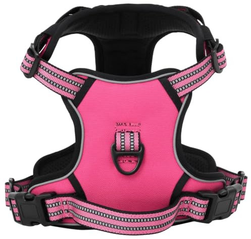 vidaXL Hundegeschirr, Brustgeschirr mit Leine Halsband, Sicherheitsgeschirr Reflektierend Verstellbar, Haustiergeschirr, Rosa L Polyester