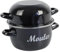 Crealys 545411 Marmite à Moules traditionelle en Acier Emaillé Noir Ø20 cm, 2,8 Litres - Casserole à moules compatible tous feux dont induction