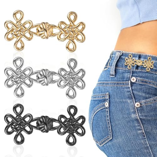 JIEYAO 9 Paare Jeans Taillenstraffer,Chinesischer Knoten Knöpfe Hosen Enger Machen Clip Verstellbares Taillenschnallen Set Abnehmbarer Knopfspanner für Hosen Jeans Damen Rock