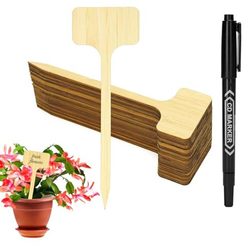 EPODA 30Pcs Bamboo Plant Label, 7inch Waterproof Bamboo Plant Labels for Outdoor Garden, Garden Labels for Seedlings