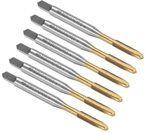 QUARKZMAN 6 stycken maskiner gängtappar spets M5 x 0,8 meter spetsgängskärare HSS6542 universell och högkvalitativ gängborr titanbelagd yta