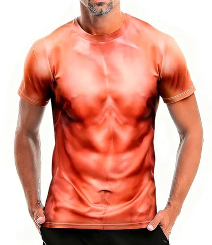 AYBUY Maglietta muscolare stampata in 3D, Maglietta Abs da uomo, T-shirt uomo maniche corte, Running sport casual maniche corte, Magliette sportive e magliette fitness(XL)