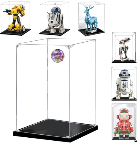 AAABOX Vitrina Transparente 25x25x35cm para Lego R2-D2 75308 75379 BD-1 75335,3mm Acrílico Caja de Exhibición para Pop Mart 400% y 76414 10338 21346