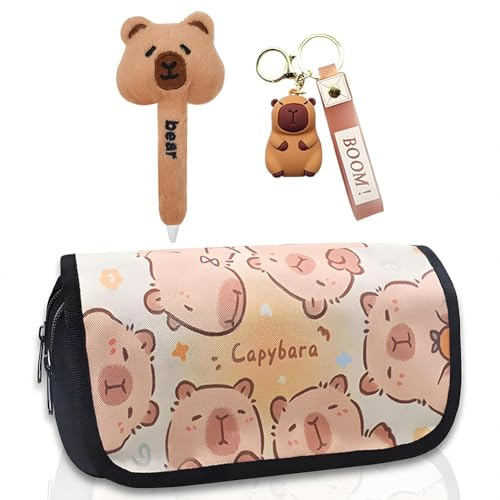 CYGMRFH Capybara Multistrato Astuccio, Plush Penne & Portachiavi, Multistrato Capybara Set, Grande Capacità,Astuccio Capybara Adorabile e Multifunzionale, Ideale per Scuola Ufficio e Studenti