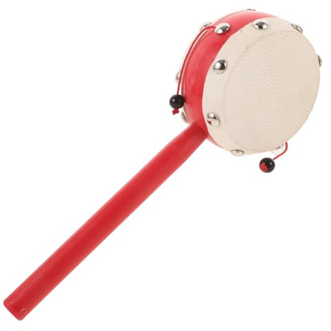 FIXOSHEE Sonajero para Ñiño Tradicional de Plástico y Piel de Oveja, Juguete Sonajero Portátil, Tamaño Pequeño, Adecuado para Recién Nacidos y Niños, Estimulación Sensorial y Juego