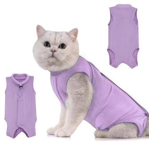Cat Recovery Suit, 2 PCs Cat Surgery Recovery Suit Post Surgery Cats Onesie for Kittens Breathable Soft Anti Licking Cats Bodysuit for Abdominal Wounds Skin Diseases,Elizabethan Collar Alternative