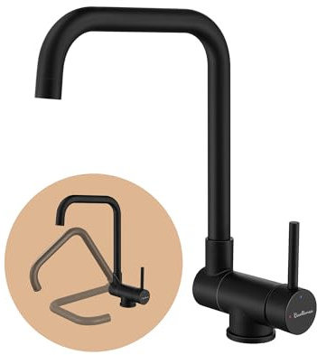 Baollansa Grifo de cocina, grifo de ventana plegable para cocina, grifo de cocina de alta presión giratorio 360°, mezclador de acero inoxidable para fregadero de cocina con manguera y mezclador
