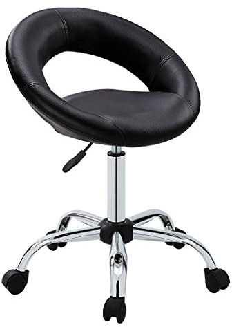 DUHOME Work Stool WY-171XF Crescent Adjustable Swivel Task Chair on Wheels (Black)