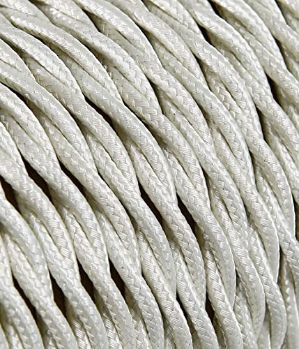 Cable eléctrico trenzado/trenzado revestido de tela, color marfil, sección 3 x 1,50 (5 metros)