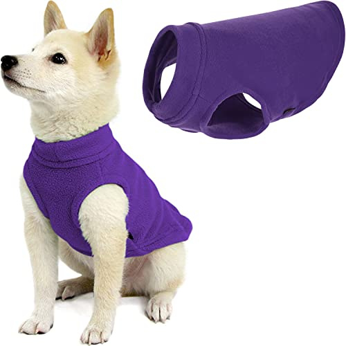GOOBY - Stretch Fleece Vest, Pullover Fleece Vest Jacket Sweater for Dogs, Violet, Medium