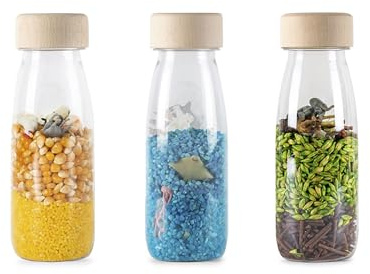 Petit Boum - Pack de 3 Botellas Sensoriales Nature | Un Microcosmos en Cada Botella | Descubre, Escucha y Aprende | Estimulación Sensorial | Botellas Sensoriales para Niños