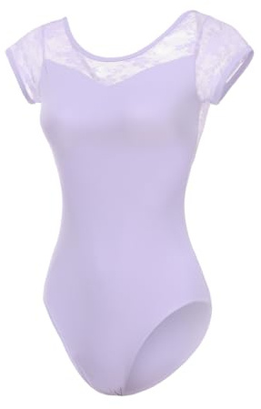 ModLatBal Women and Girls Short Sleeve Leotards for Ballet Dance Bodysuit