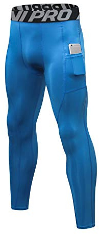 LNJLVI Leggings a Compressione da Uomo Calzamaglie Sportive Pantaloni Base Layer Tights for Gym Jogging Running (Blu,L)