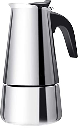 Espressokokare, italiensk kaffebryggare, mockakanna, 4, 6 & 9 koppar (200–450 ml) kaffeperkolator med spisplatta, espressomaskin med spis, hällar och spis, kaffebryggare, rostfritt stål, klassiskt