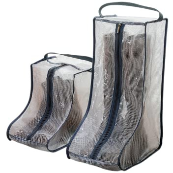 Juego de 2 bolsas de almacenamiento para botas, botas cortas portátiles y botas altas o bolsa protectora, bolsas de polvo para zapatos, fundas para zapatos para viajes, funda transparente para botas