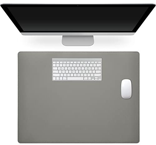 kwmobile Kunstleder Schreibtischunterlage 40 x 30 cm - Schreibtisch Unterlage Mauspad groß - Schreibunterlage rutschfest für Home Office Büro Grau