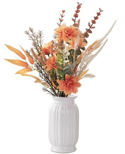 YELIKIT - Fiori artificiali, piante artificiali, ortensie, composizioni floreali in seta, per la casa, bouquet di nozze, giardino, festival, decorazione (arancione)