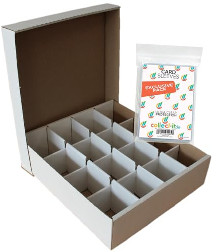 collect-it.de 10 Riesen Deck-Boxen - Aufbewahrung (weiß) 16 Fächer für TCGs (kompatibel mit Magic/Pokemon/Yugioh/Match Attax Karten) + 40 exklusive collect-it.de Hüllen
