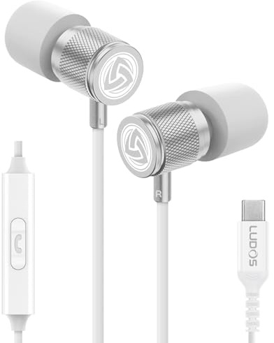 LUDOS Ultra USB C Kopfhörer, 5 Jahre Garantie für iPhone 17 16 15 Pro Max Plus Samsung Galaxy S24 S23 Ultra S22 S21 FE S20 A53 A54, USB Typ C Ohrhörer mit Mikrofon In-Ear mit Kabel für iPad Pro 2022