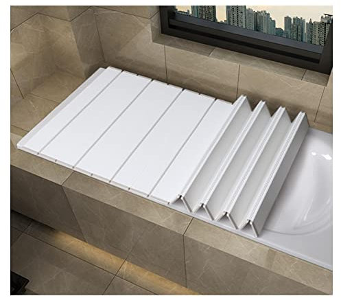 Vassoio Per Vasca Da Bagno, Copertura Pieghevole Per Isolamento Termico Del Bagno, Coperchio Per Vasca Con Persiana In Pvc Per Conservare Libri In Vetro Di Vino, Facile Da Pulire (180X80X1,2 Cm)