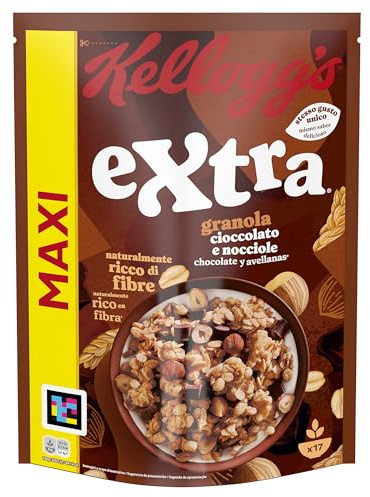 Kellogg's Cereali Extra | Gusto Cioccolato e Nocciole | Granola con Avena Croccante | Maxi Confezione Singola da 800g (1 x 800g)