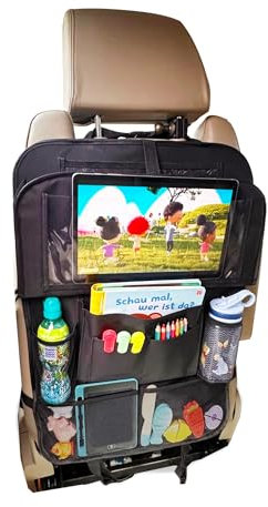 Lunaria Auto-Organizer & Rückenlehnenschutz – XXL 13 Tabletfach, Klapptisch & 11 Taschen für Kinder & lange Autofahrten Sitzschoner (2)