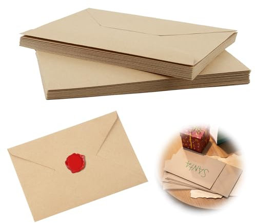 25 Stück Briefumschläge Kraftpapier Ohne Fenster, Umschläge Mit Nassklebung 175 x 125 mm, Papierumschläge Für Einladungen Grußkarten Hochzeit Geburtstagskarten Weihnachten DIY Projekte Büro