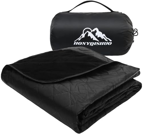 HonyQiShuo Outdoor Waterproof Camping Blanket, Foldable Fleece Stadium Blanket for Outdoor Sports Event, Camping, Picnics, Windproof, Wearable