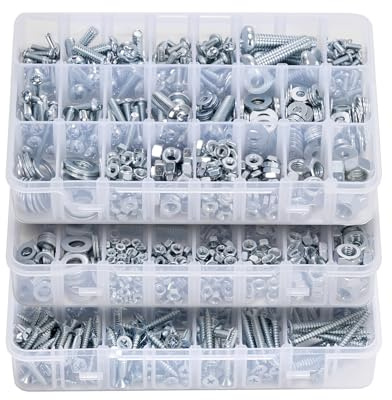 VEVOR Kit Assortimento di Bulloni Dadi da 2250 pezzi, Viti per Macchine Metriche Rondelle Piatte, Acciaio Legato M3/M4/M5/M6/M8, Kit di Viti Dadi per Assemblaggio di Mobili Attrezzature, Fai da te