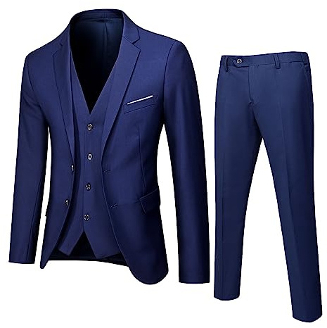 2026 - Traje de Hombre Slim 3 Piezas Traje Negocios Boda Fiesta Chaqueta Chaleco y Pantalones Verde Hombre, marine, 4XL