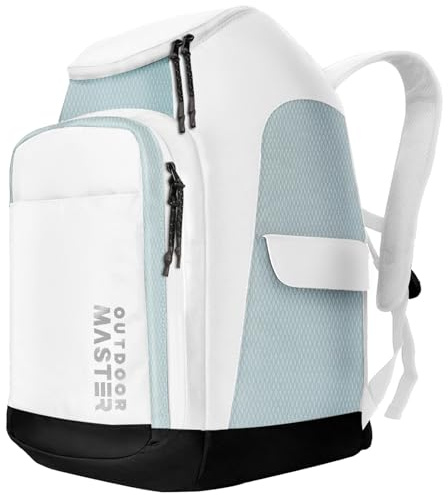 OutdoorMaster 50L Ski Boot Bag, Ski and Snowboard Boots Travel Backpack with separate compartments for Helmet, Ski Shoes, Goggles, Gloves, and Accessories, Splash proof Exterior & Bottom