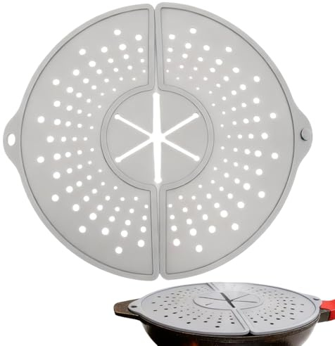 Protección contra salpicaduras para sartenes, plegable y resistente al calor | protección contra salpicaduras de silicona para salpicaduras de grasa, para cocinar, para sartén, freidora, para cocina