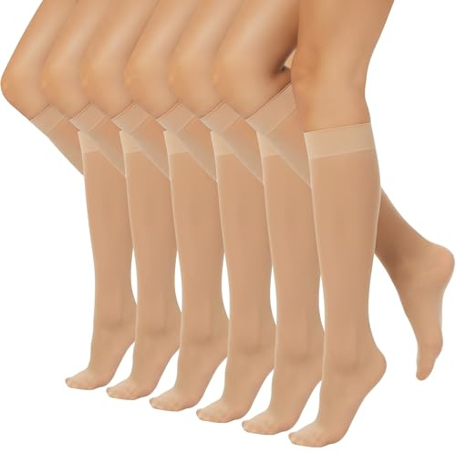 Loiluliy 6 par knästrumpor dam 40 DEN nylonstrumpor dam ultra nylonstrumpor slitstarka tryckfria nylonstrumpor silkeslena fina mikrofiber fina strumpor