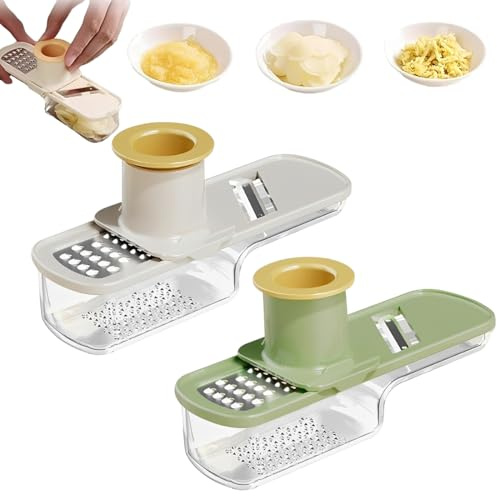 PHYNDR 2 piezas de mandolina para verduras, cortador de verduras con 3 cuchillas reemplazables y protección para las manos, cortador multifunción para cebolla, pepino, calabacín y zanahoria