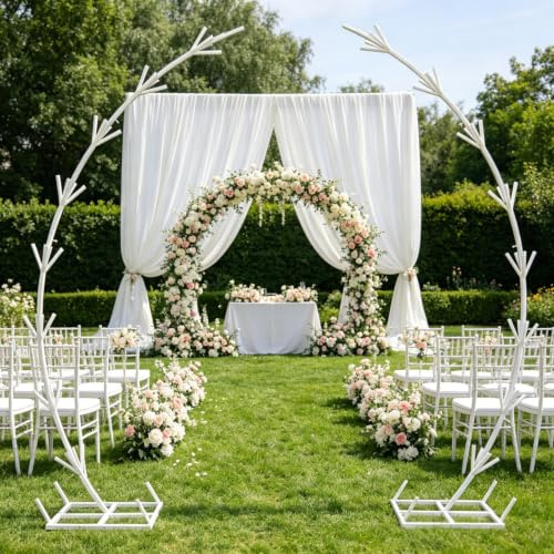 Supporto Mezzo Arco per Palloncini Set Da 2, Struttura in Metallo Bianco Con Design Curvo Romantico, Arco Matrimonio per Palloncini, Fiori, Cerimonia in Giardino, Ricevimento E Photo Booth