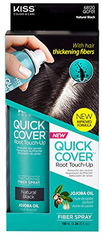 Kiss Quick Cover Root Touch Up Thickening Fiber Spray 3.38oz (Natural Black)