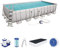 Bestway Power Steel-Set piscina rettangolare 732 x 366 x 132 cm, con struttura in acciaio, pompa filtro e accessori, Colore grigio, 56474