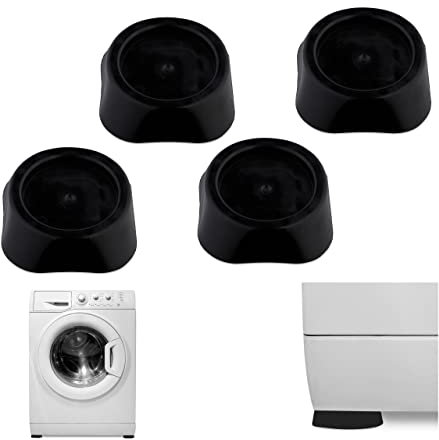 Relaxdays Pieds Anti-Vibration Machine à Laver, sèche-Linge Lot de 4, antidérapants, universels, Noir, Plastique