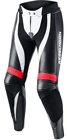 REBELHORN Rebel Motorradhose Damen | Leder | Knie und Hüft Protektoren | Austauschbare Knieschieber | Perforierte Paneele