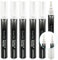 NimNik Chalk Marker Pens White - 6mm Reversible Nib - Wet Wipe Liquid Chalk Pens for Glass, Windows - 6 Pack